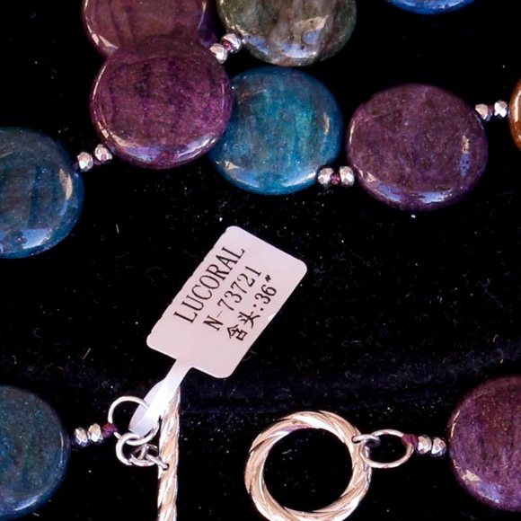 LUCORAL multicolor genuine stone necklace sterling - Picture 2 of 4